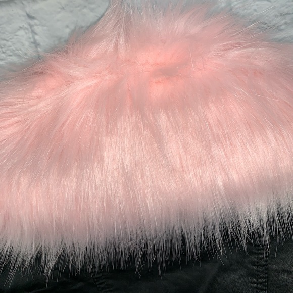 🎉HP Demi Pink FauxFur Collar Vegan Leather Jacket - Picture 5 of 7